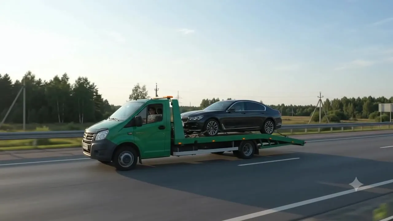 Эвакуатор на дороге